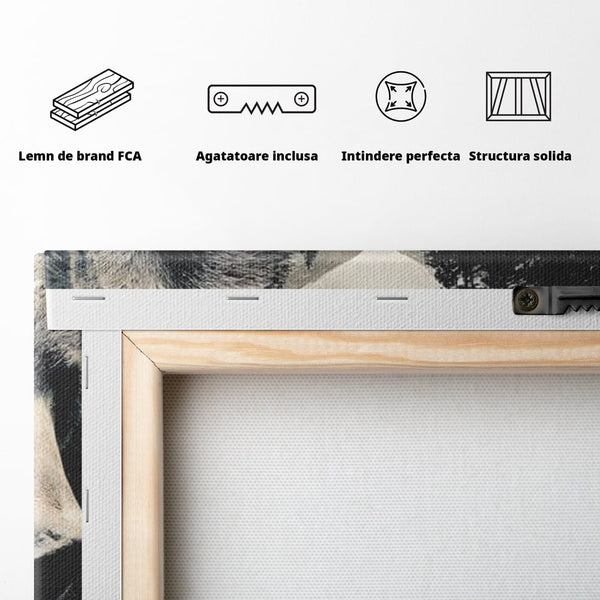 Tablou Canvas Premium, LuxCanva® M1487, Strajerul Padurii, Urs, Salbaticie, Animal, Padure, Peisaj, Natura, Munti, Ape, Dormitor, Birou, Living, Camera Copil