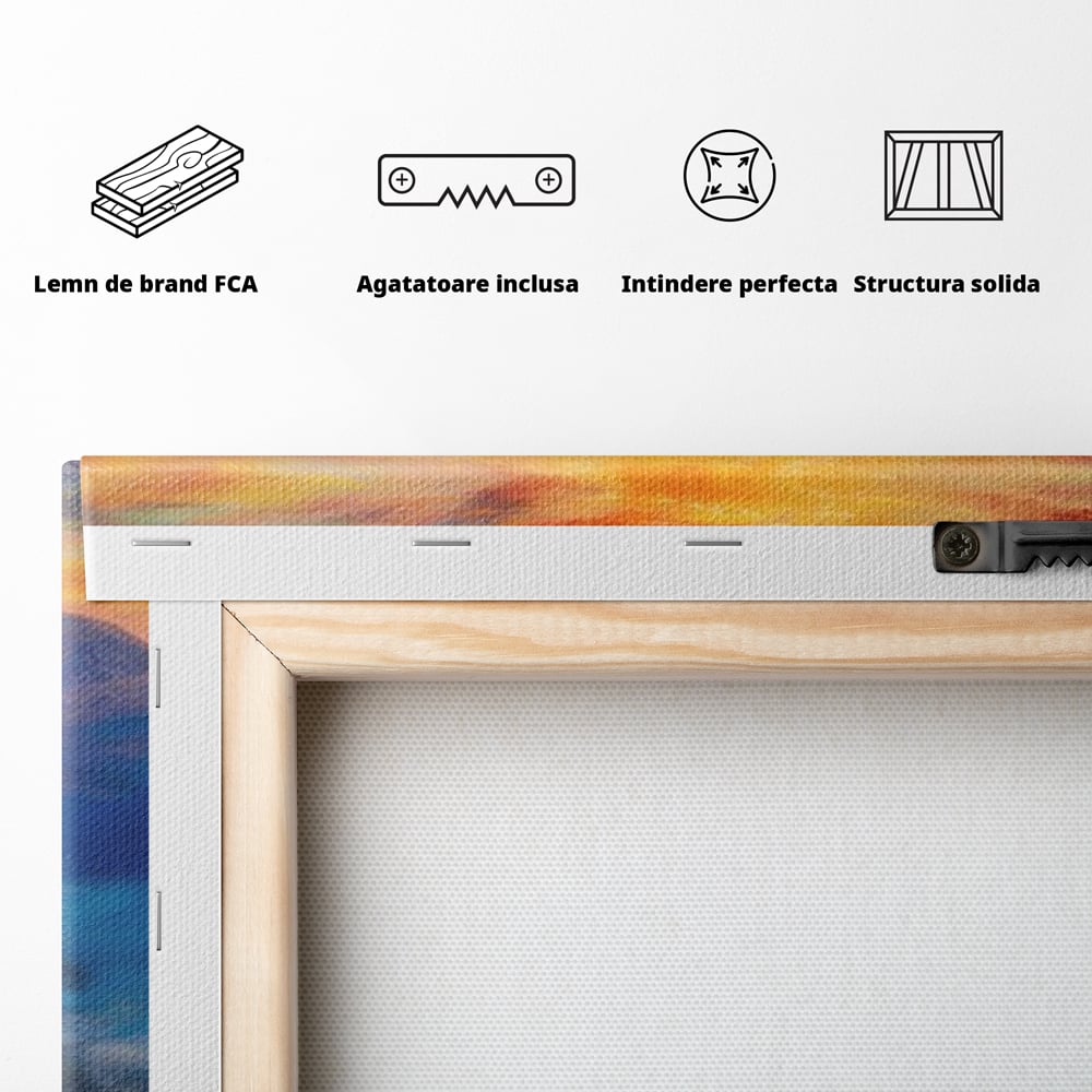 Tablou Canvas Premium, LuxCanva® M1488, Murmurul Savanei, Elefanti, Animale, Exotic, Tropical, Soare, Apus, Copaci, Natura, Dormitor, Birou, Living, Camera Copil