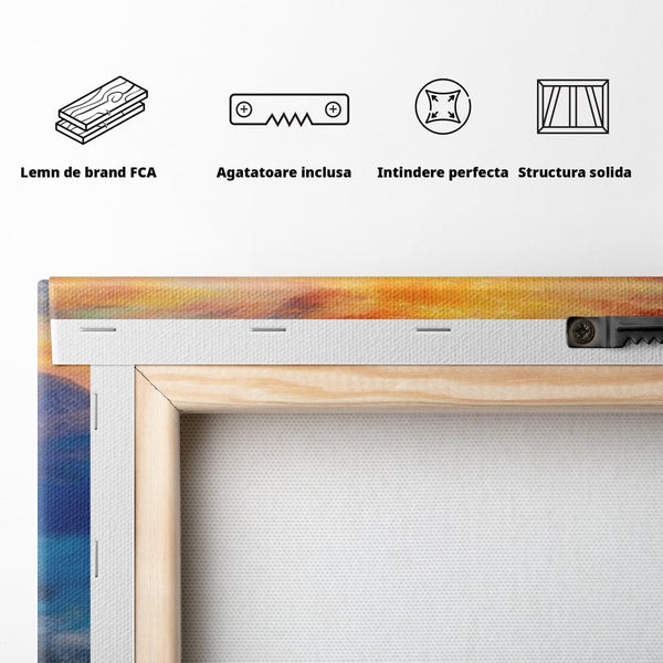 Tablou Canvas Premium, LuxCanva® M1488, Murmurul Savanei, Elefanti, Animale, Exotic, Tropical, Soare, Apus, Copaci, Natura, Dormitor, Birou, Living, Camera Copil