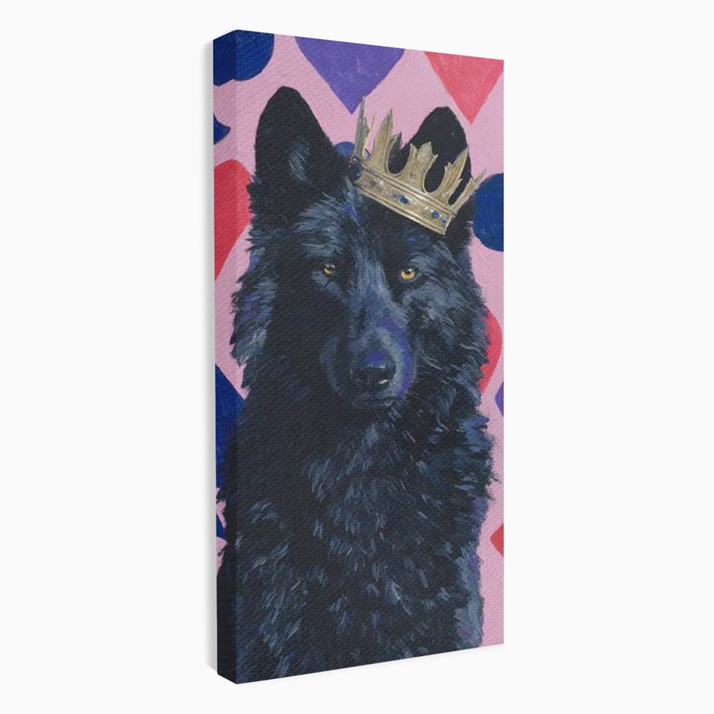 Leinwand Wandbilder Canvas Premium, LuxCanva® M1489, König, Wolf, Tier, Alpha, Krone, Adel, Symbole, Schlafzimmer, Büro, Wohnzimmer, Wohnzimmer, Kinderzimmer