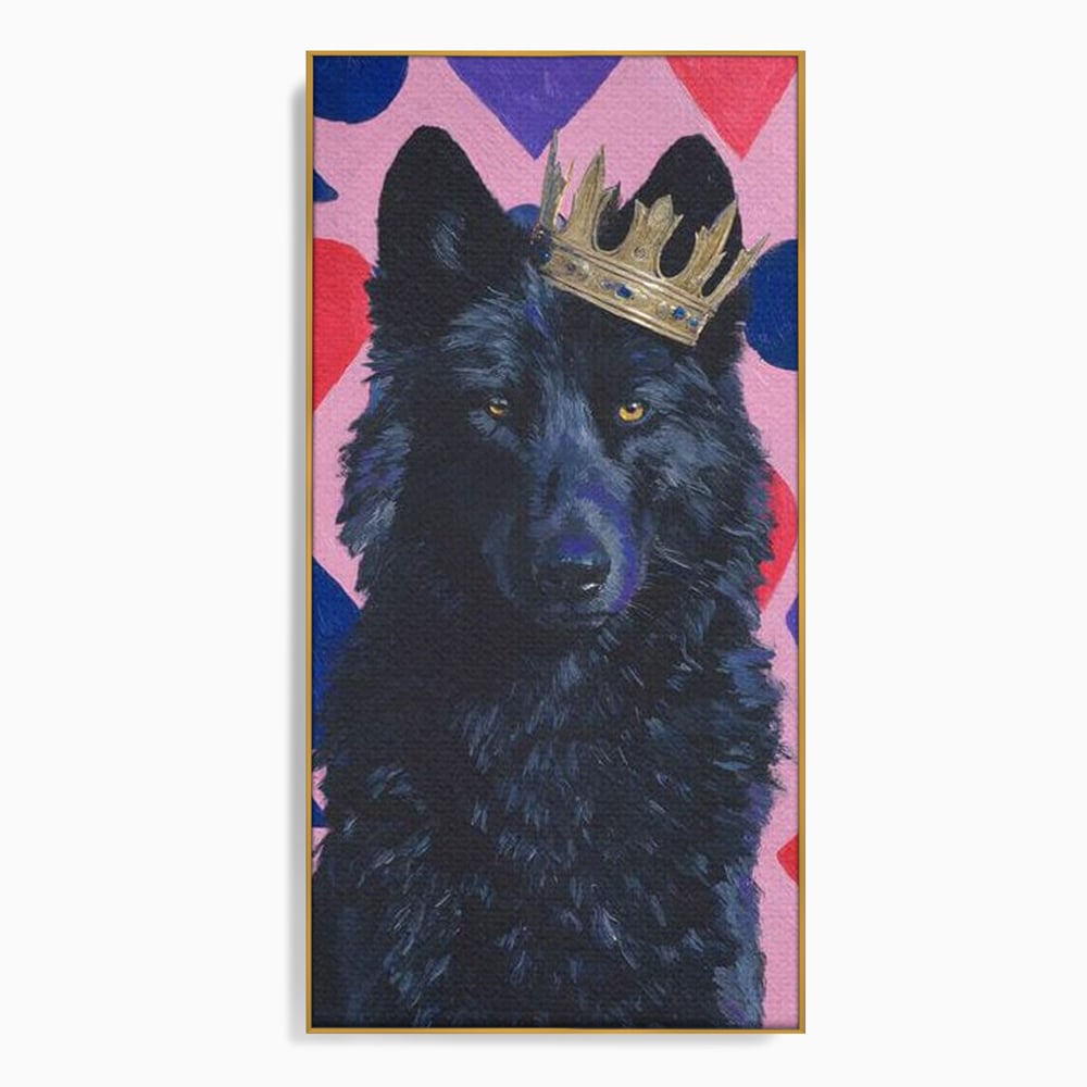 Leinwand Wandbilder Canvas Premium, LuxCanva® M1489, König, Wolf, Tier, Alpha, Krone, Adel, Symbole, Schlafzimmer, Büro, Wohnzimmer, Wohnzimmer, Kinderzimmer