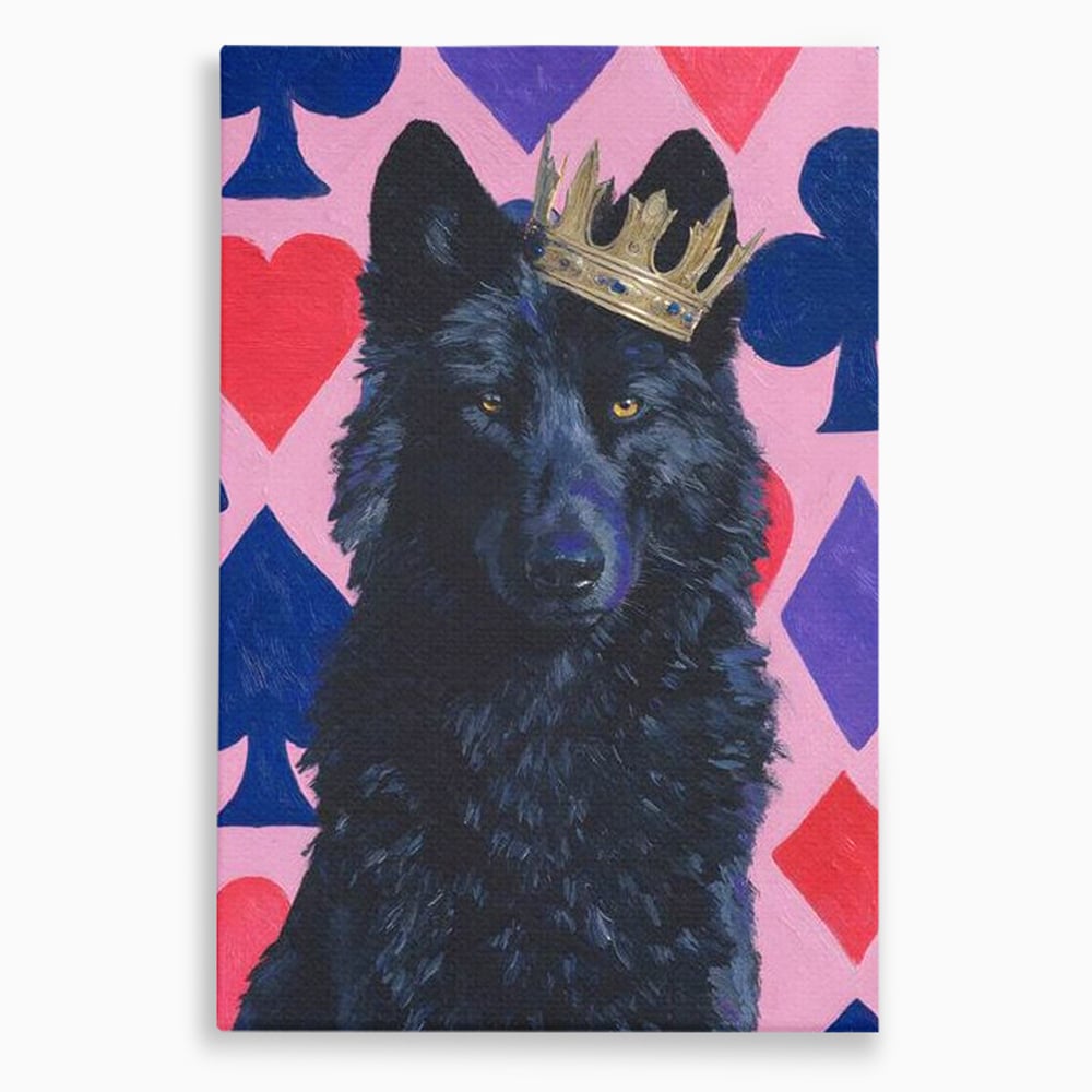 Leinwand Wandbilder Canvas Premium, LuxCanva® M1489, König, Wolf, Tier, Alpha, Krone, Adel, Symbole, Schlafzimmer, Büro, Wohnzimmer, Wohnzimmer, Kinderzimmer
