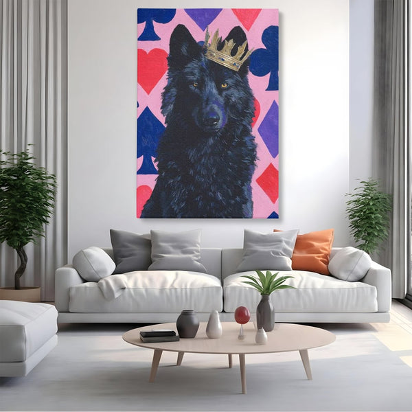 Leinwand Wandbilder Canvas Premium, LuxCanva® M1489, König, Wolf, Tier, Alpha, Krone, Adel, Symbole, Schlafzimmer, Büro, Wohnzimmer, Wohnzimmer, Kinderzimmer