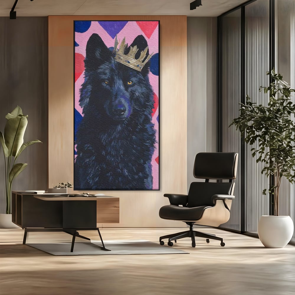 Leinwand Wandbilder Canvas Premium, LuxCanva® M1489, König, Wolf, Tier, Alpha, Krone, Adel, Symbole, Schlafzimmer, Büro, Wohnzimmer, Wohnzimmer, Kinderzimmer