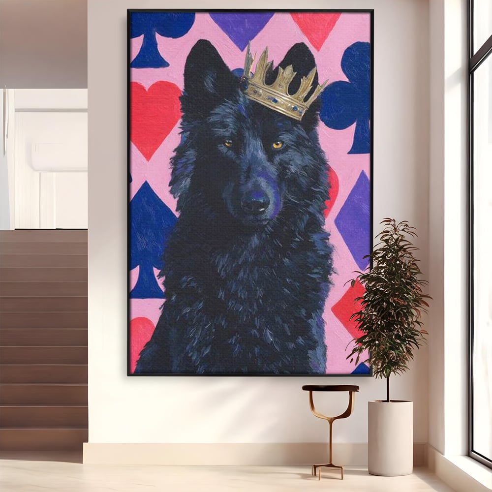 Leinwand Wandbilder Canvas Premium, LuxCanva® M1489, König, Wolf, Tier, Alpha, Krone, Adel, Symbole, Schlafzimmer, Büro, Wohnzimmer, Wohnzimmer, Kinderzimmer