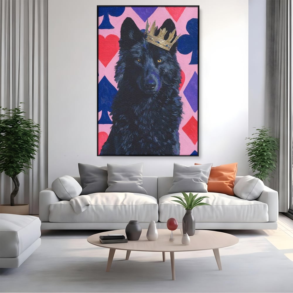 Leinwand Wandbilder Canvas Premium, LuxCanva® M1489, König, Wolf, Tier, Alpha, Krone, Adel, Symbole, Schlafzimmer, Büro, Wohnzimmer, Wohnzimmer, Kinderzimmer