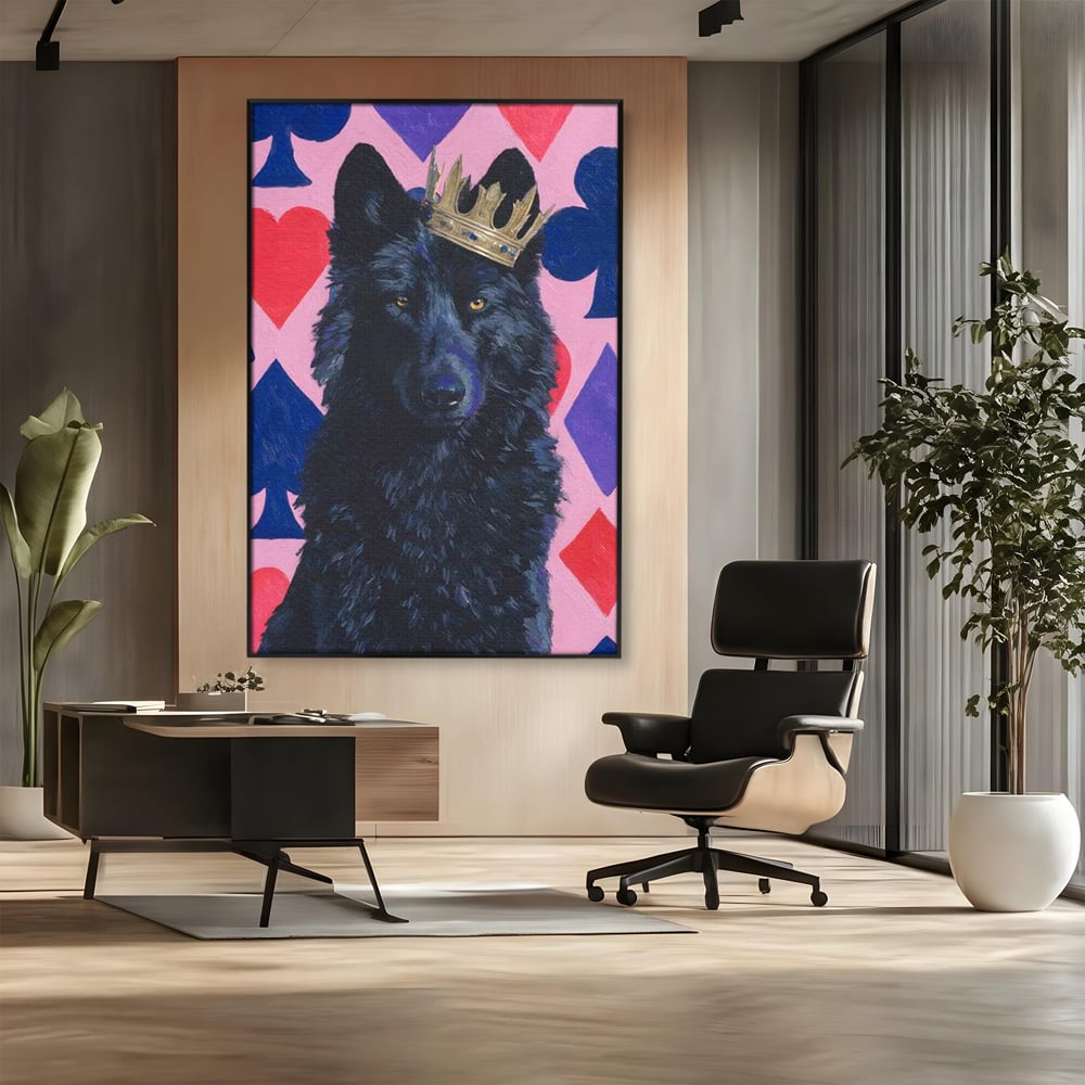 Leinwand Wandbilder Canvas Premium, LuxCanva® M1489, König, Wolf, Tier, Alpha, Krone, Adel, Symbole, Schlafzimmer, Büro, Wohnzimmer, Wohnzimmer, Kinderzimmer