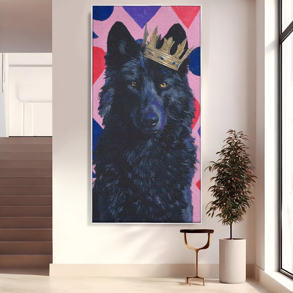 Leinwand Wandbilder Canvas Premium, LuxCanva® M1489, König, Wolf, Tier, Alpha, Krone, Adel, Symbole, Schlafzimmer, Büro, Wohnzimmer, Wohnzimmer, Kinderzimmer