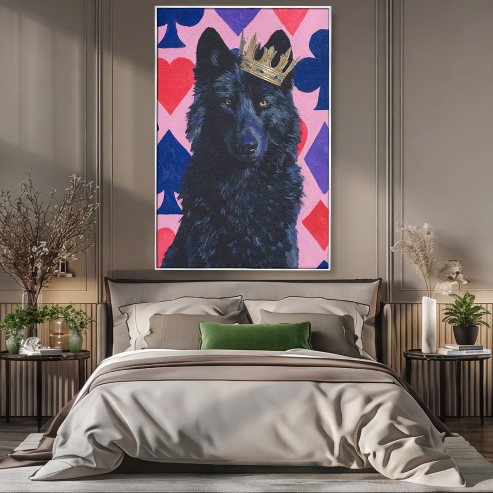 Leinwand Wandbilder Canvas Premium, LuxCanva® M1489, König, Wolf, Tier, Alpha, Krone, Adel, Symbole, Schlafzimmer, Büro, Wohnzimmer, Wohnzimmer, Kinderzimmer