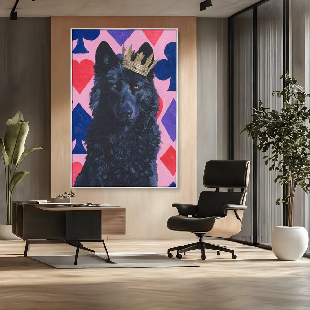 Leinwand Wandbilder Canvas Premium, LuxCanva® M1489, König, Wolf, Tier, Alpha, Krone, Adel, Symbole, Schlafzimmer, Büro, Wohnzimmer, Wohnzimmer, Kinderzimmer