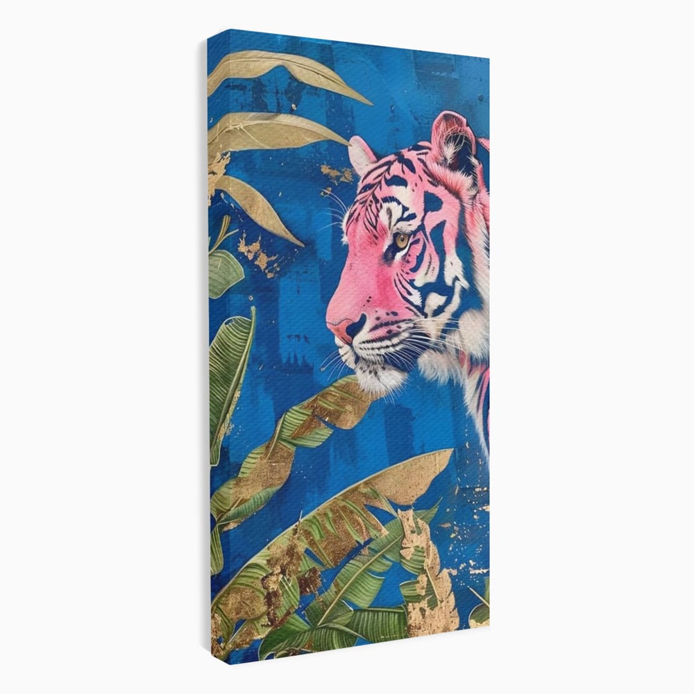 Leinwandbilder Premium, LuxCanva® M1490, Silent Power, Tiger, Tiger, Feline, Dschungel, Exotisch, Blätter, Natur, Wildnis, Schlafzimmer, Büro, Wohnen, Kinderzimmer
