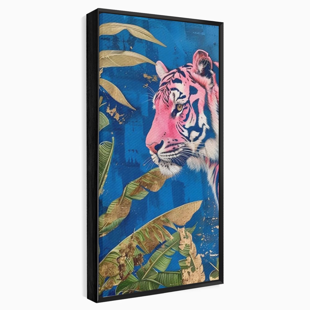 Leinwandbilder Premium, LuxCanva® M1490, Silent Power, Tiger, Tiger, Feline, Dschungel, Exotisch, Blätter, Natur, Wildnis, Schlafzimmer, Büro, Wohnen, Kinderzimmer