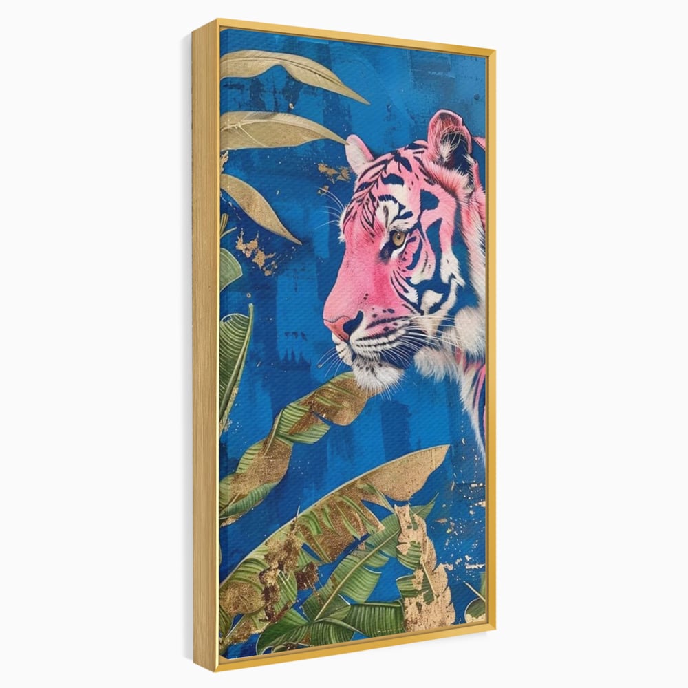 Leinwandbilder Premium, LuxCanva® M1490, Silent Power, Tiger, Tiger, Feline, Dschungel, Exotisch, Blätter, Natur, Wildnis, Schlafzimmer, Büro, Wohnen, Kinderzimmer