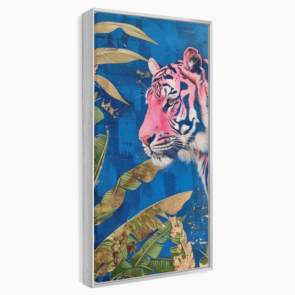 Leinwandbilder Premium, LuxCanva® M1490, Silent Power, Tiger, Tiger, Feline, Dschungel, Exotisch, Blätter, Natur, Wildnis, Schlafzimmer, Büro, Wohnen, Kinderzimmer