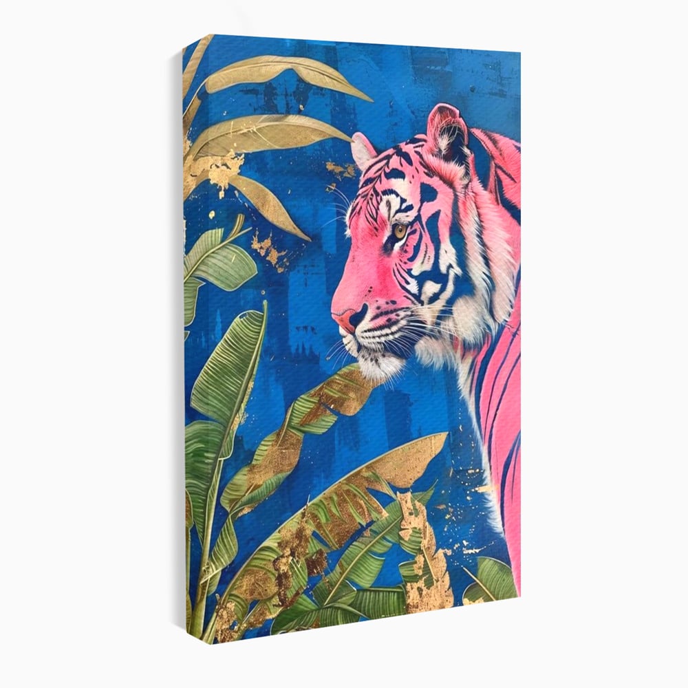 Leinwandbilder Premium, LuxCanva® M1490, Silent Power, Tiger, Tiger, Feline, Dschungel, Exotisch, Blätter, Natur, Wildnis, Schlafzimmer, Büro, Wohnen, Kinderzimmer