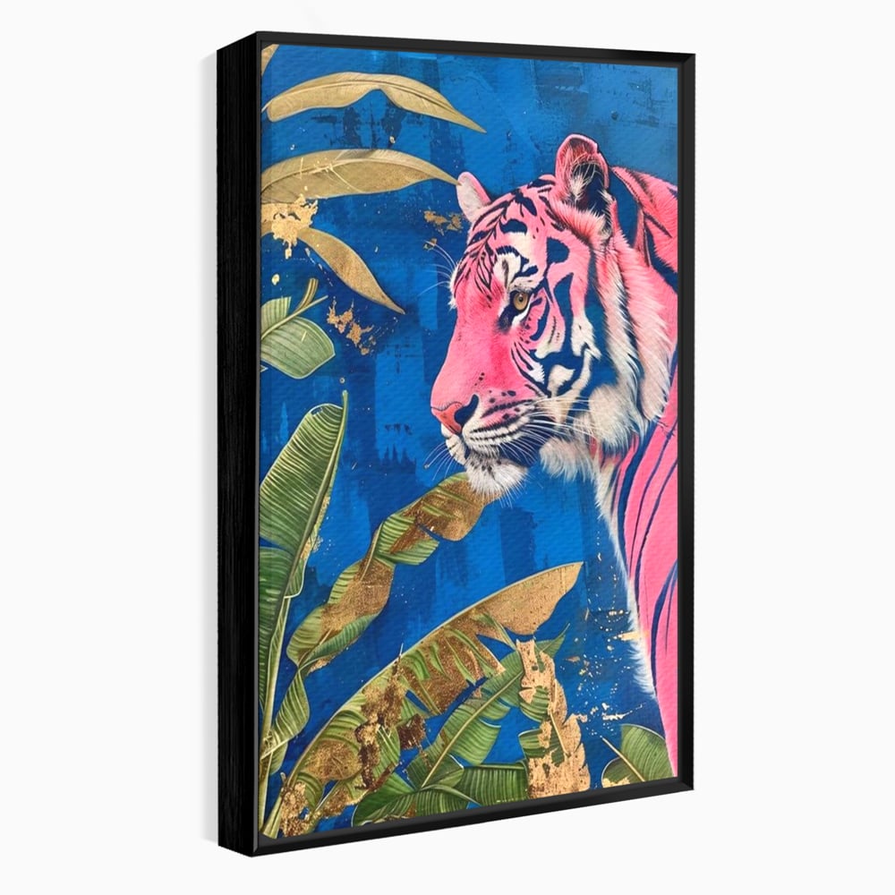 Leinwandbilder Premium, LuxCanva® M1490, Silent Power, Tiger, Tiger, Feline, Dschungel, Exotisch, Blätter, Natur, Wildnis, Schlafzimmer, Büro, Wohnen, Kinderzimmer