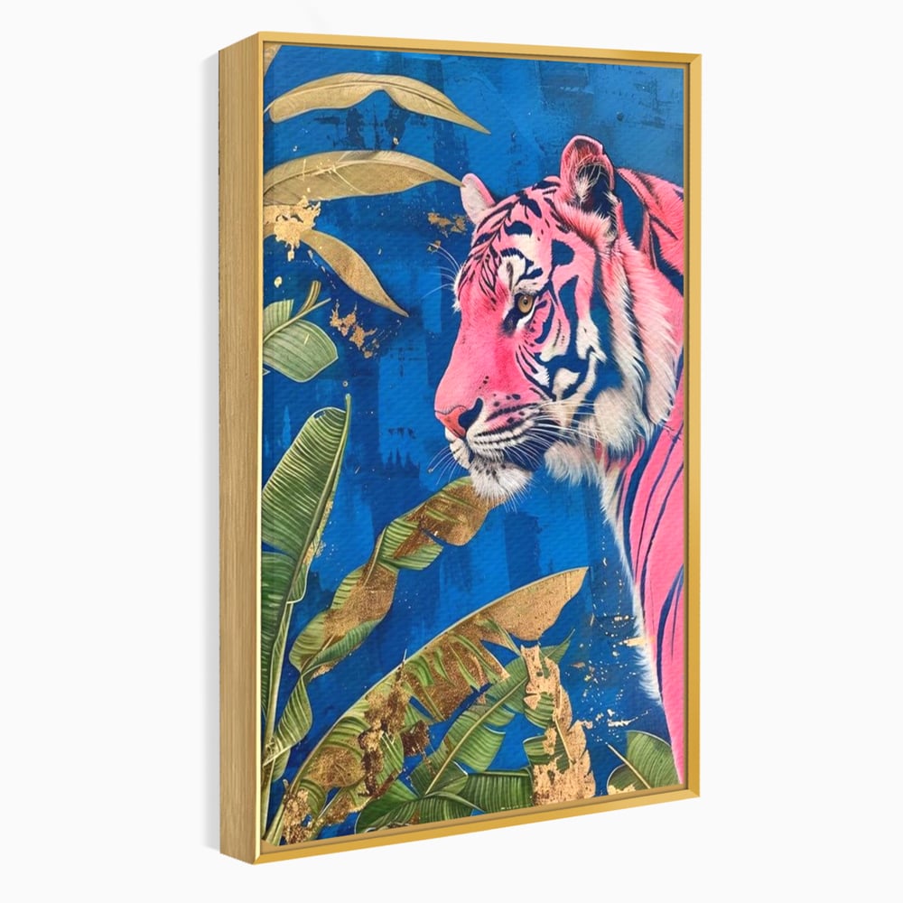 Leinwandbilder Premium, LuxCanva® M1490, Silent Power, Tiger, Tiger, Feline, Dschungel, Exotisch, Blätter, Natur, Wildnis, Schlafzimmer, Büro, Wohnen, Kinderzimmer