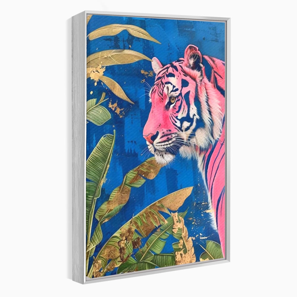 Leinwandbilder Premium, LuxCanva® M1490, Silent Power, Tiger, Tiger, Feline, Dschungel, Exotisch, Blätter, Natur, Wildnis, Schlafzimmer, Büro, Wohnen, Kinderzimmer