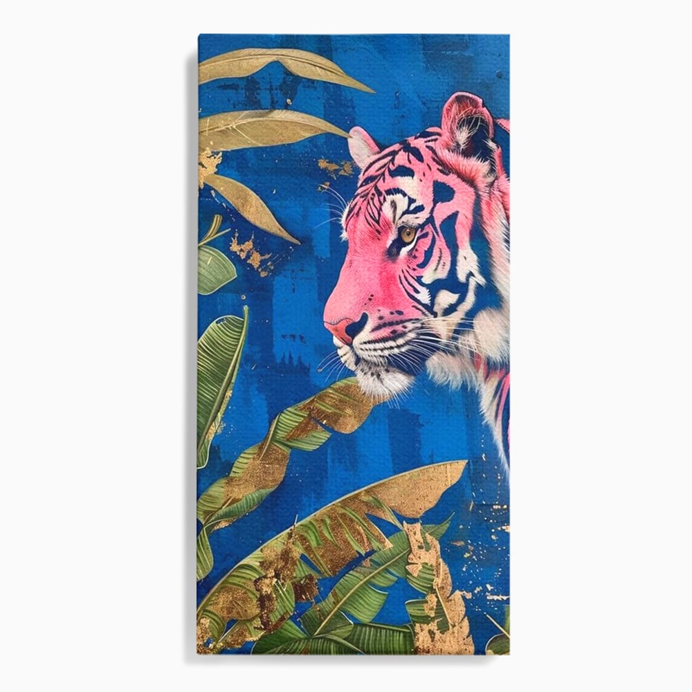 Leinwandbilder Premium, LuxCanva® M1490, Silent Power, Tiger, Tiger, Feline, Dschungel, Exotisch, Blätter, Natur, Wildnis, Schlafzimmer, Büro, Wohnen, Kinderzimmer