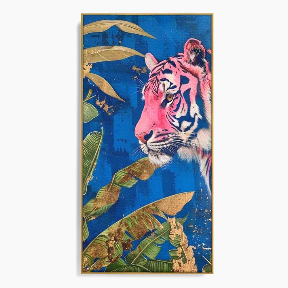 Leinwandbilder Premium, LuxCanva® M1490, Silent Power, Tiger, Tiger, Feline, Dschungel, Exotisch, Blätter, Natur, Wildnis, Schlafzimmer, Büro, Wohnen, Kinderzimmer