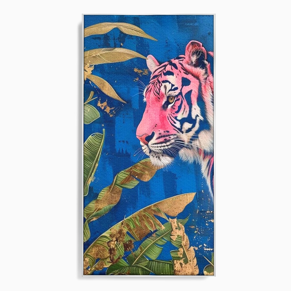 Leinwandbilder Premium, LuxCanva® M1490, Silent Power, Tiger, Tiger, Feline, Dschungel, Exotisch, Blätter, Natur, Wildnis, Schlafzimmer, Büro, Wohnen, Kinderzimmer
