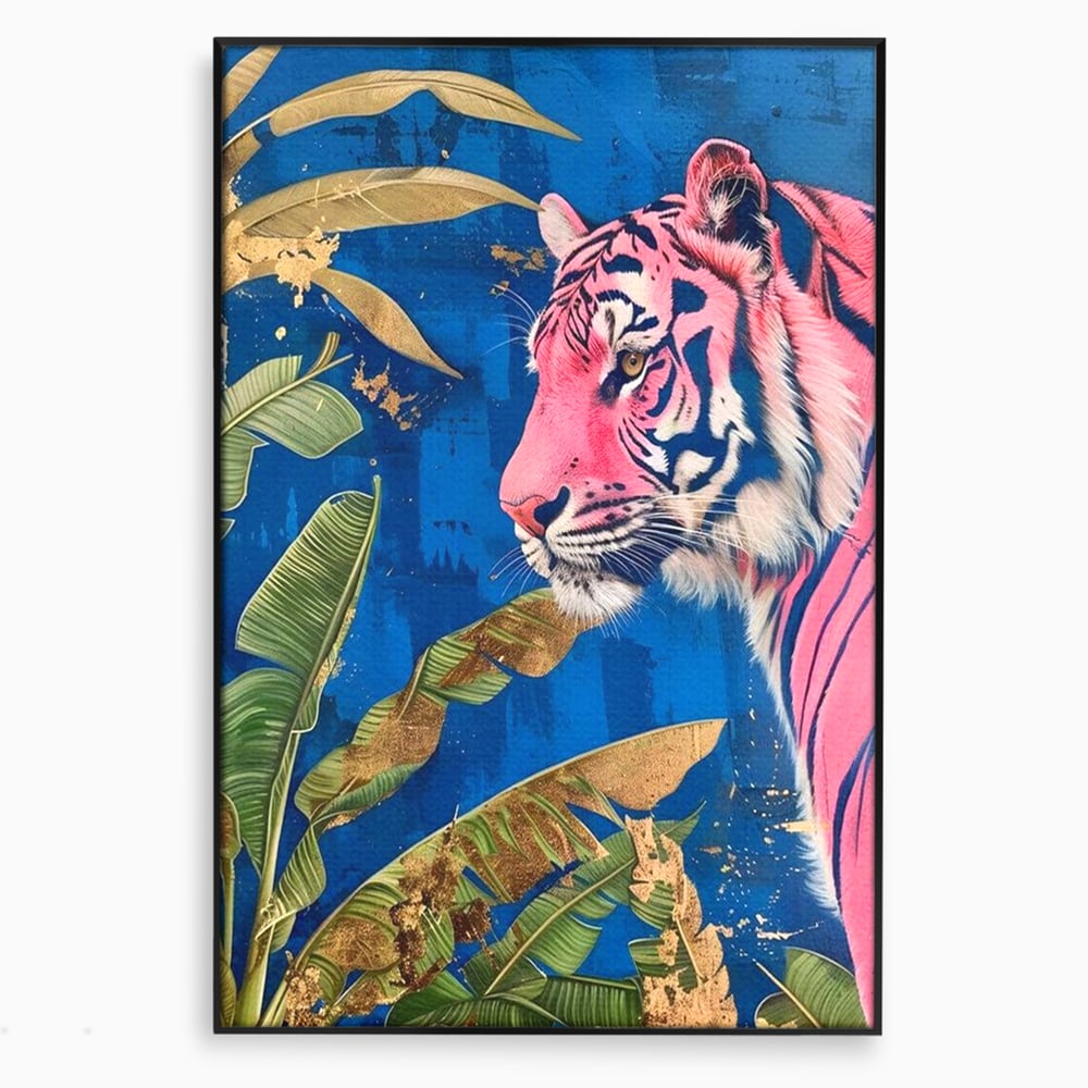 Leinwandbilder Premium, LuxCanva® M1490, Silent Power, Tiger, Tiger, Feline, Dschungel, Exotisch, Blätter, Natur, Wildnis, Schlafzimmer, Büro, Wohnen, Kinderzimmer