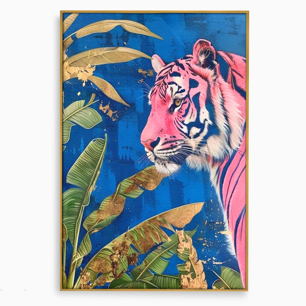 Leinwandbilder Premium, LuxCanva® M1490, Silent Power, Tiger, Tiger, Feline, Dschungel, Exotisch, Blätter, Natur, Wildnis, Schlafzimmer, Büro, Wohnen, Kinderzimmer