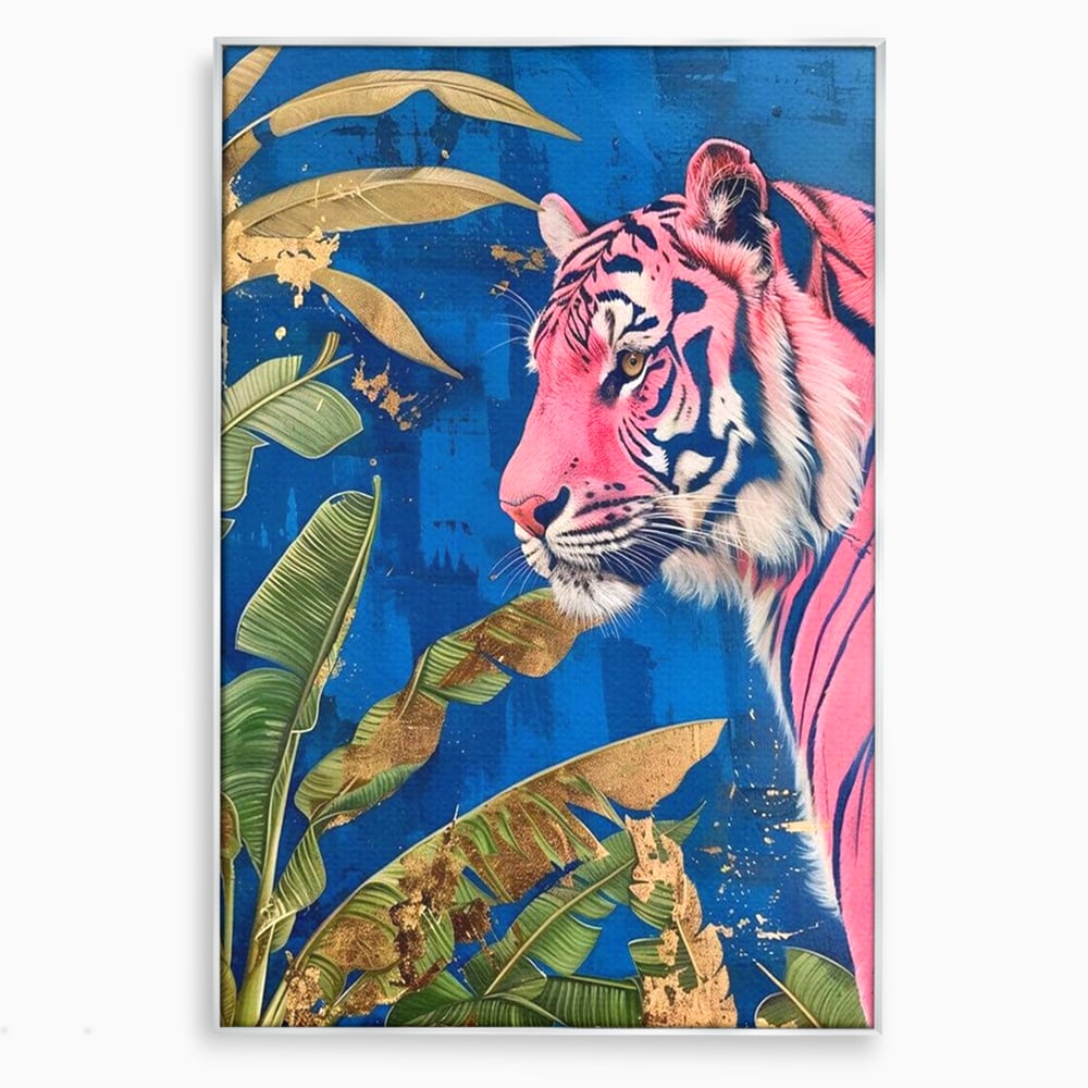Leinwandbilder Premium, LuxCanva® M1490, Silent Power, Tiger, Tiger, Feline, Dschungel, Exotisch, Blätter, Natur, Wildnis, Schlafzimmer, Büro, Wohnen, Kinderzimmer