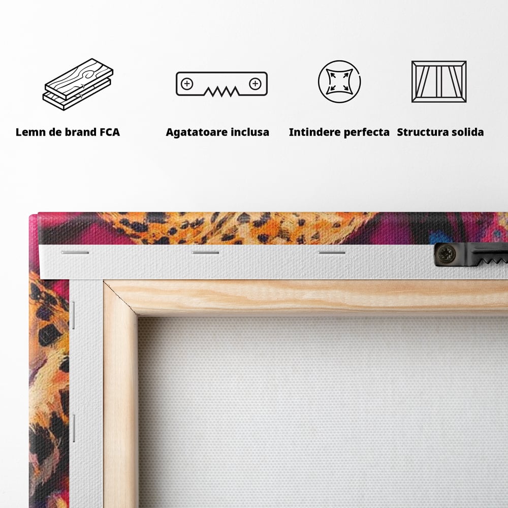 Tablou Canvas Premium, LuxCanva® M1492, Imbratisat de Culoare, Ghepard, Somn, Vis, Liniste, Relaxare, Boem, Felina, Dormitor, Birou, Living, Camera Copil