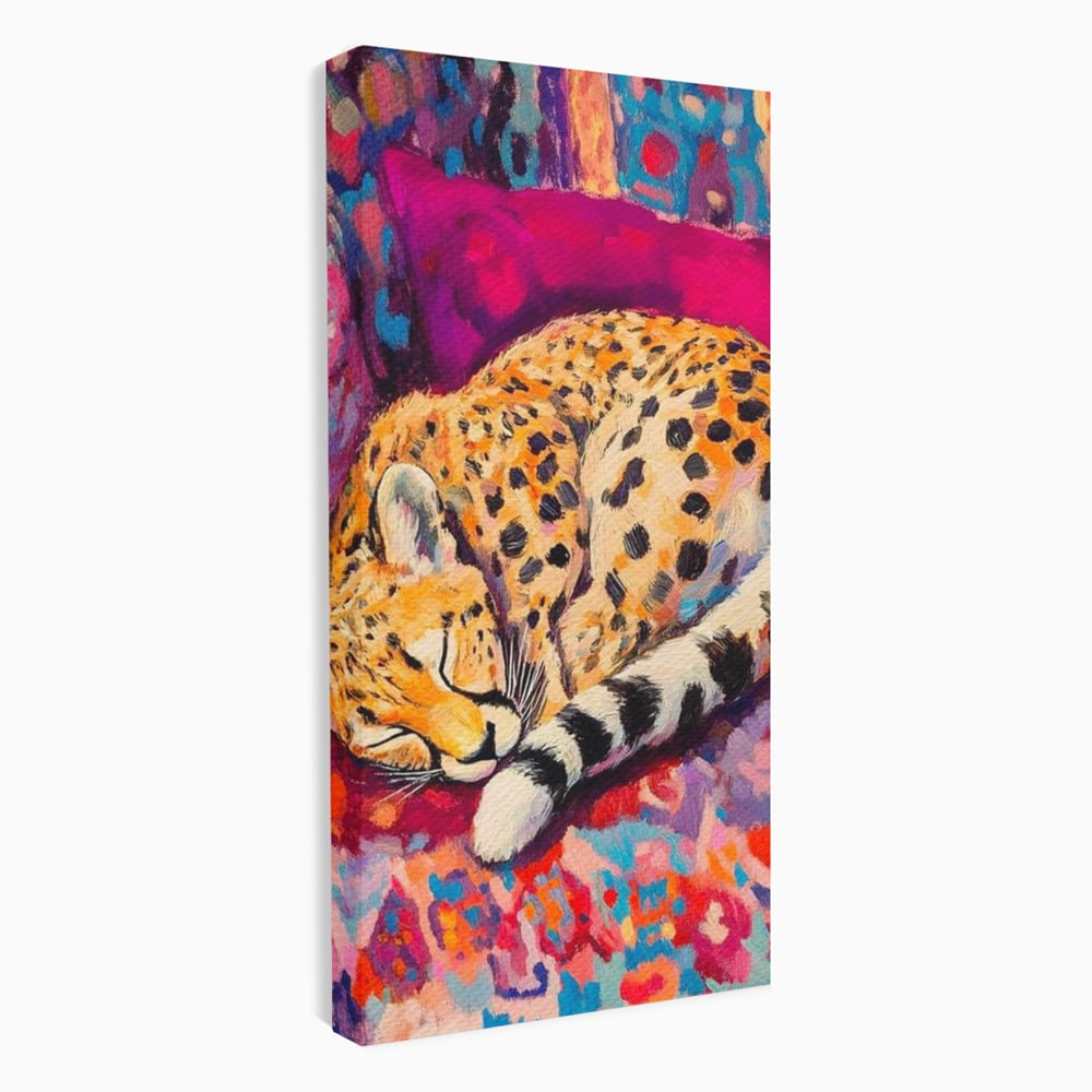 Tablou Canvas Premium, LuxCanva® M1492, Imbratisat de Culoare, Ghepard, Somn, Vis, Liniste, Relaxare, Boem, Felina, Dormitor, Birou, Living, Camera Copil