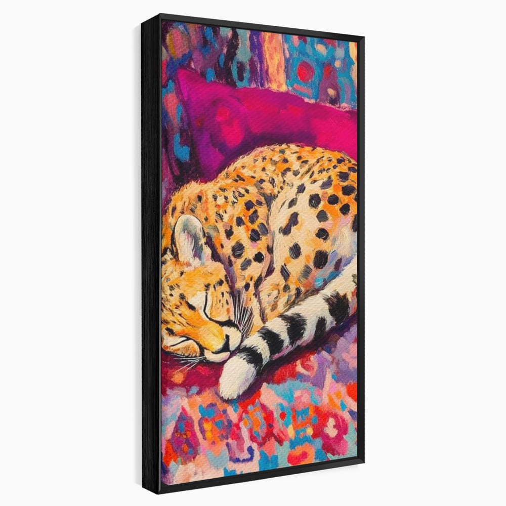 Tablou Canvas Premium, LuxCanva® M1492, Imbratisat de Culoare, Ghepard, Somn, Vis, Liniste, Relaxare, Boem, Felina, Dormitor, Birou, Living, Camera Copil