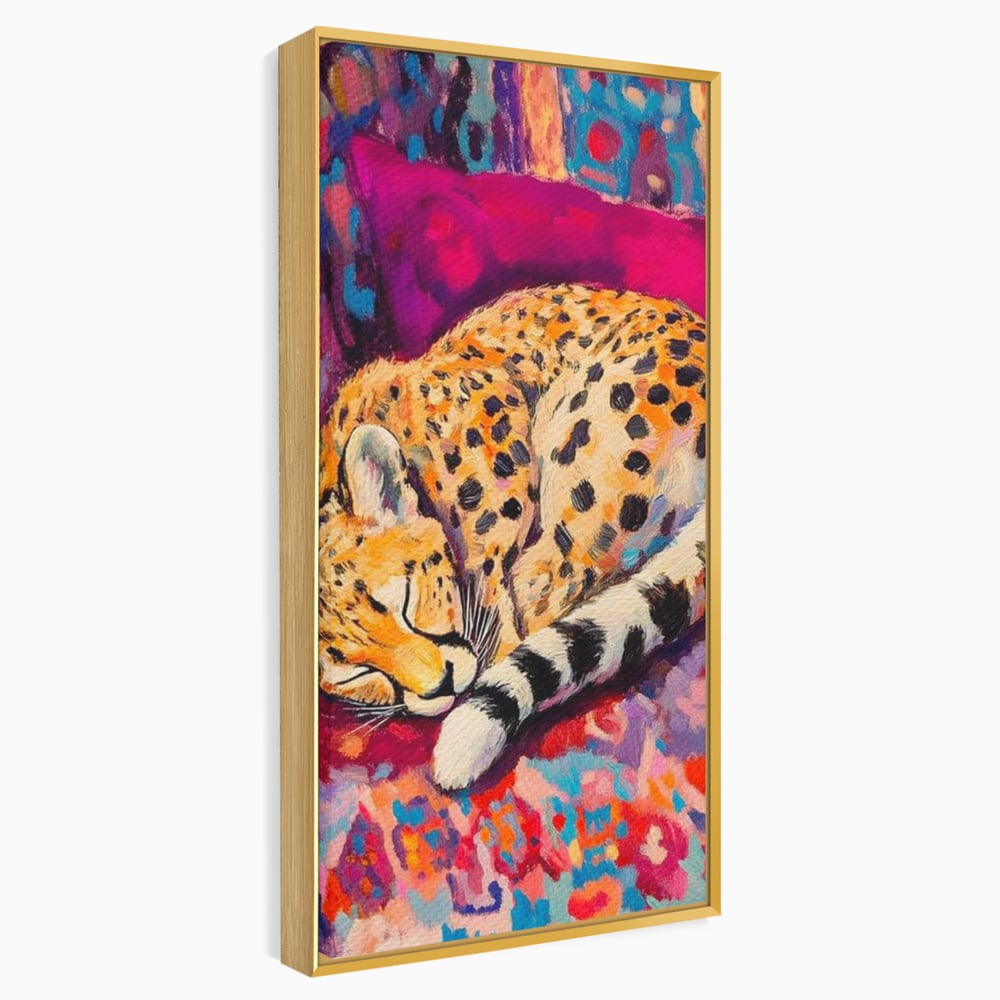Tablou Canvas Premium, LuxCanva® M1492, Imbratisat de Culoare, Ghepard, Somn, Vis, Liniste, Relaxare, Boem, Felina, Dormitor, Birou, Living, Camera Copil