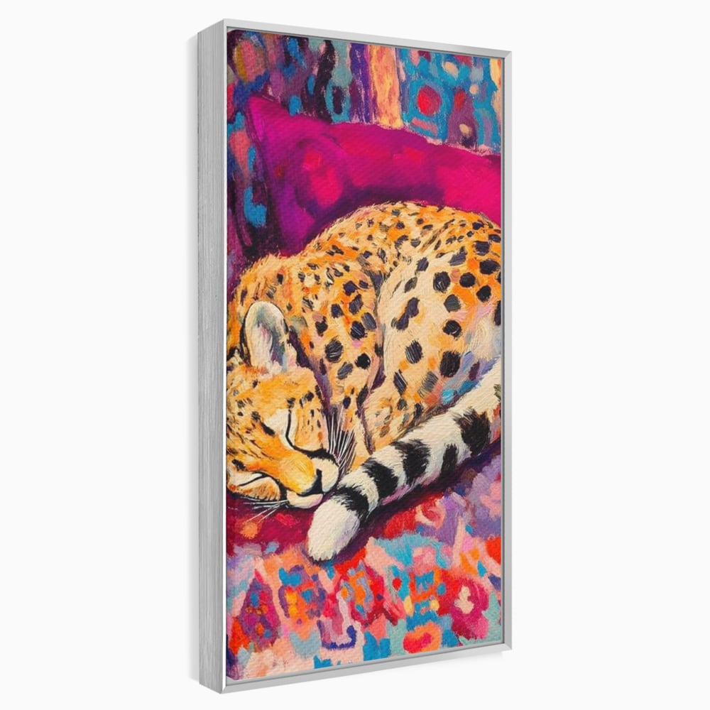 Tablou Canvas Premium, LuxCanva® M1492, Imbratisat de Culoare, Ghepard, Somn, Vis, Liniste, Relaxare, Boem, Felina, Dormitor, Birou, Living, Camera Copil