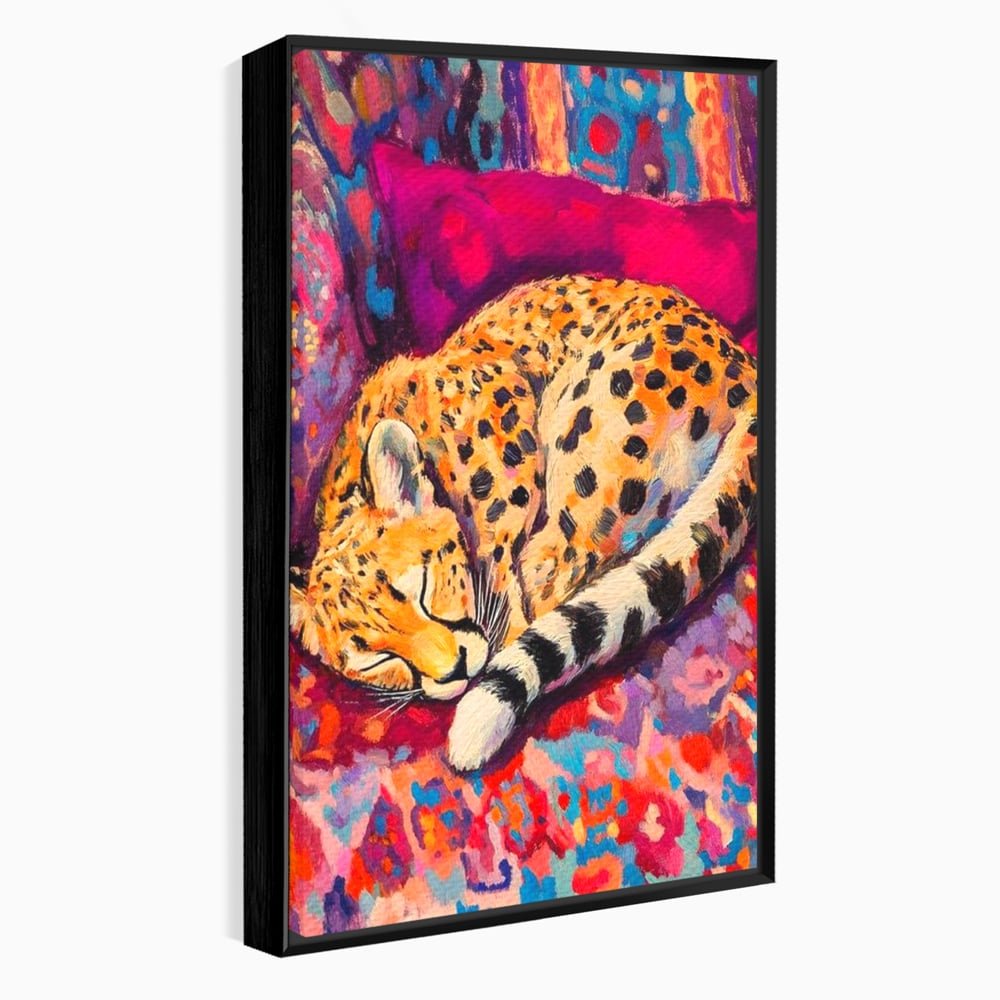Tablou Canvas Premium, LuxCanva® M1492, Imbratisat de Culoare, Ghepard, Somn, Vis, Liniste, Relaxare, Boem, Felina, Dormitor, Birou, Living, Camera Copil