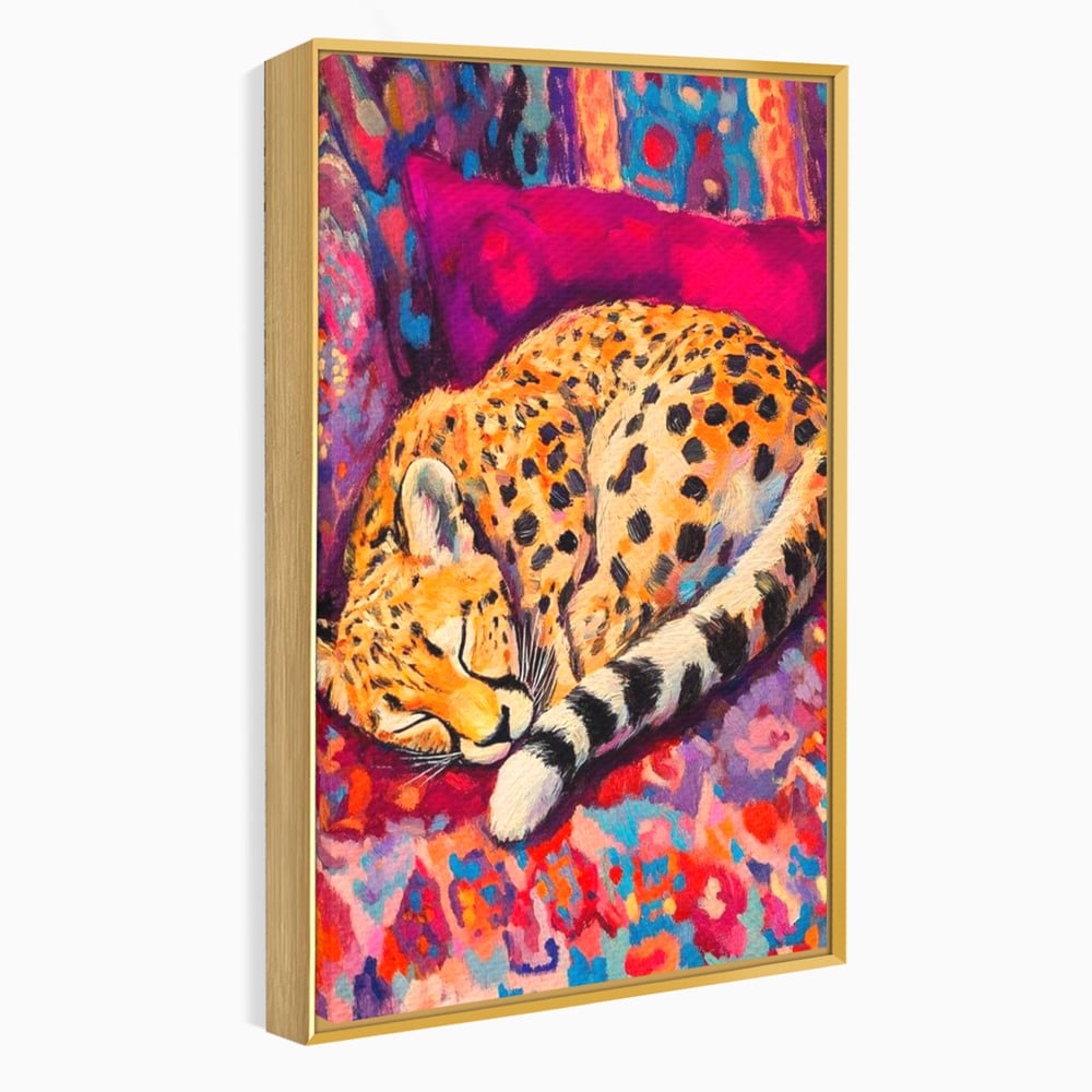 Tablou Canvas Premium, LuxCanva® M1492, Imbratisat de Culoare, Ghepard, Somn, Vis, Liniste, Relaxare, Boem, Felina, Dormitor, Birou, Living, Camera Copil