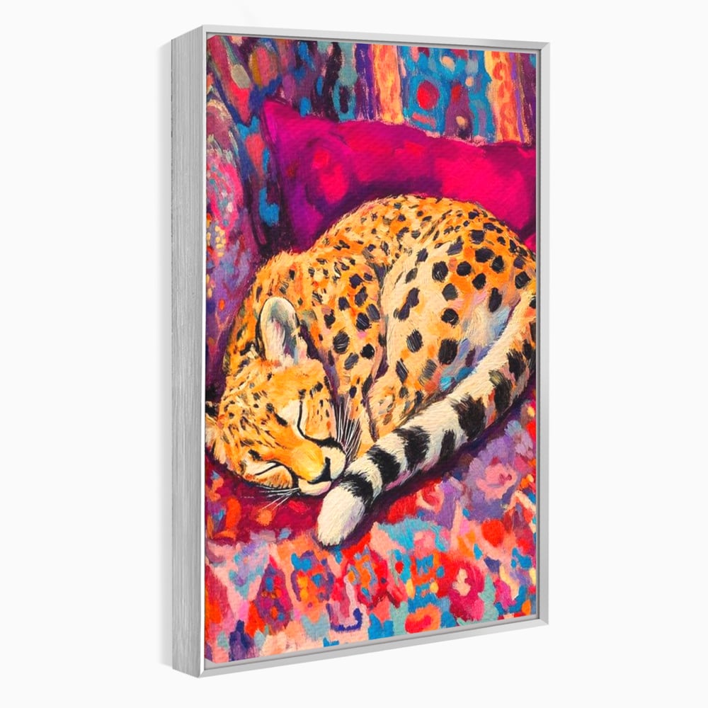 Tablou Canvas Premium, LuxCanva® M1492, Imbratisat de Culoare, Ghepard, Somn, Vis, Liniste, Relaxare, Boem, Felina, Dormitor, Birou, Living, Camera Copil