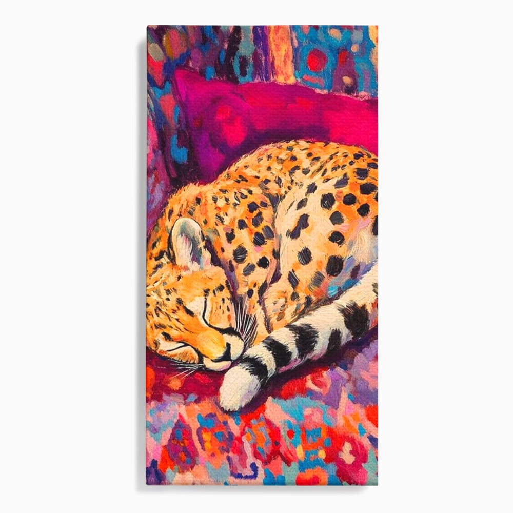 Tablou Canvas Premium, LuxCanva® M1492, Imbratisat de Culoare, Ghepard, Somn, Vis, Liniste, Relaxare, Boem, Felina, Dormitor, Birou, Living, Camera Copil
