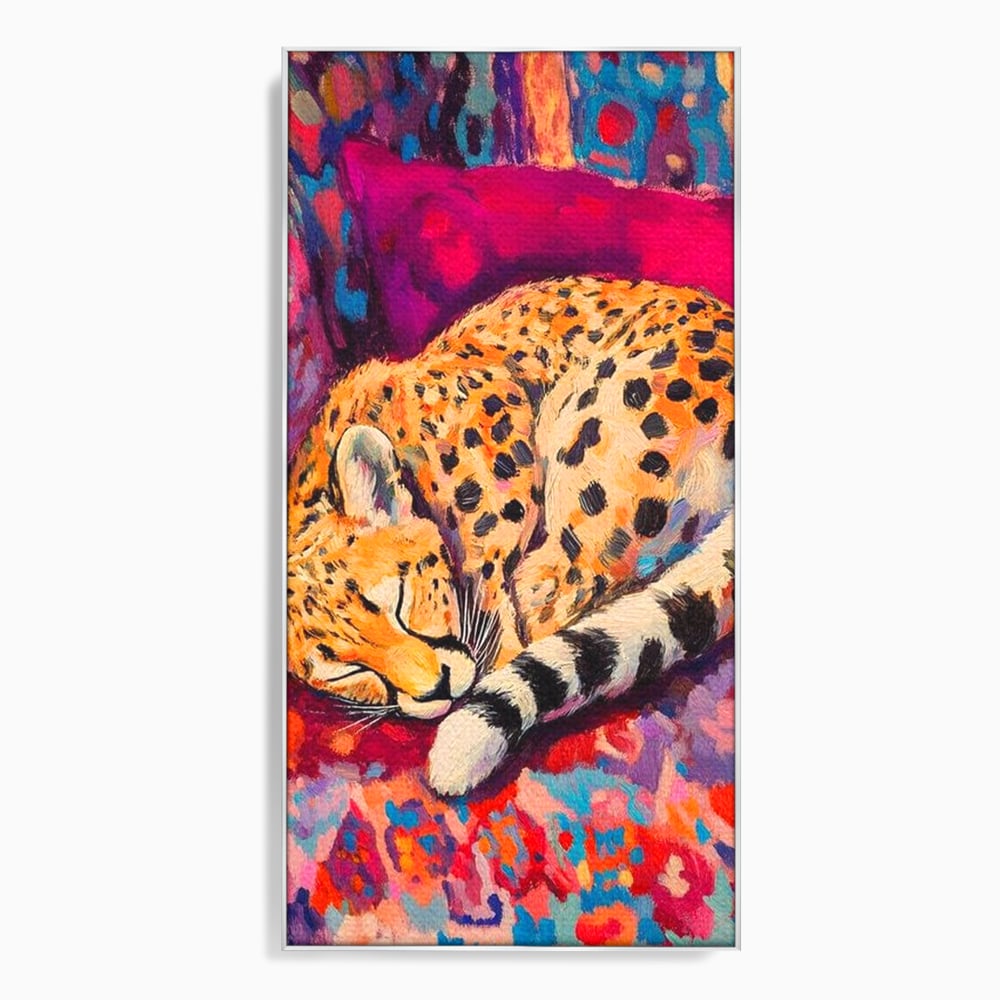 Tablou Canvas Premium, LuxCanva® M1492, Imbratisat de Culoare, Ghepard, Somn, Vis, Liniste, Relaxare, Boem, Felina, Dormitor, Birou, Living, Camera Copil