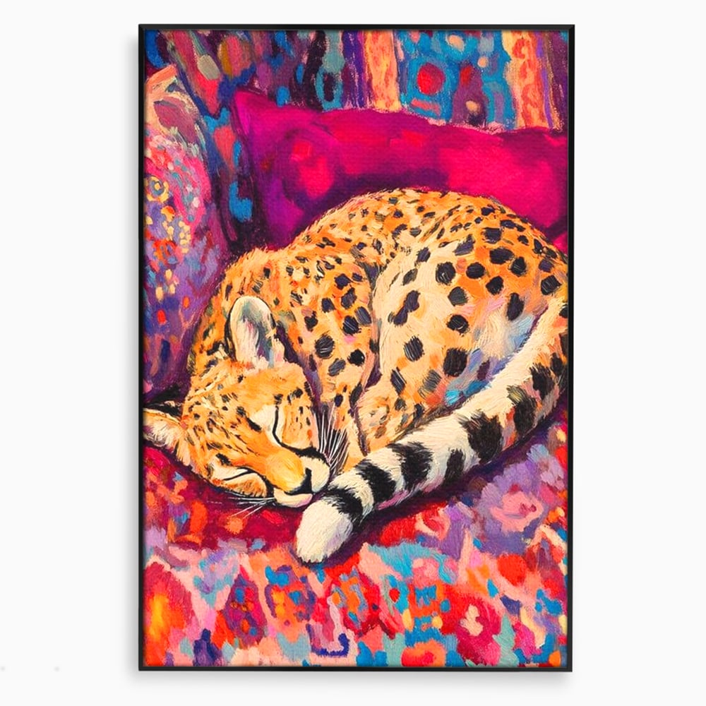 Tablou Canvas Premium, LuxCanva® M1492, Imbratisat de Culoare, Ghepard, Somn, Vis, Liniste, Relaxare, Boem, Felina, Dormitor, Birou, Living, Camera Copil