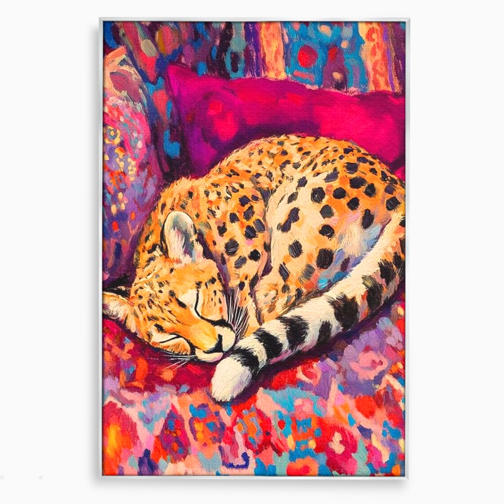 Tablou Canvas Premium, LuxCanva® M1492, Imbratisat de Culoare, Ghepard, Somn, Vis, Liniste, Relaxare, Boem, Felina, Dormitor, Birou, Living, Camera Copil