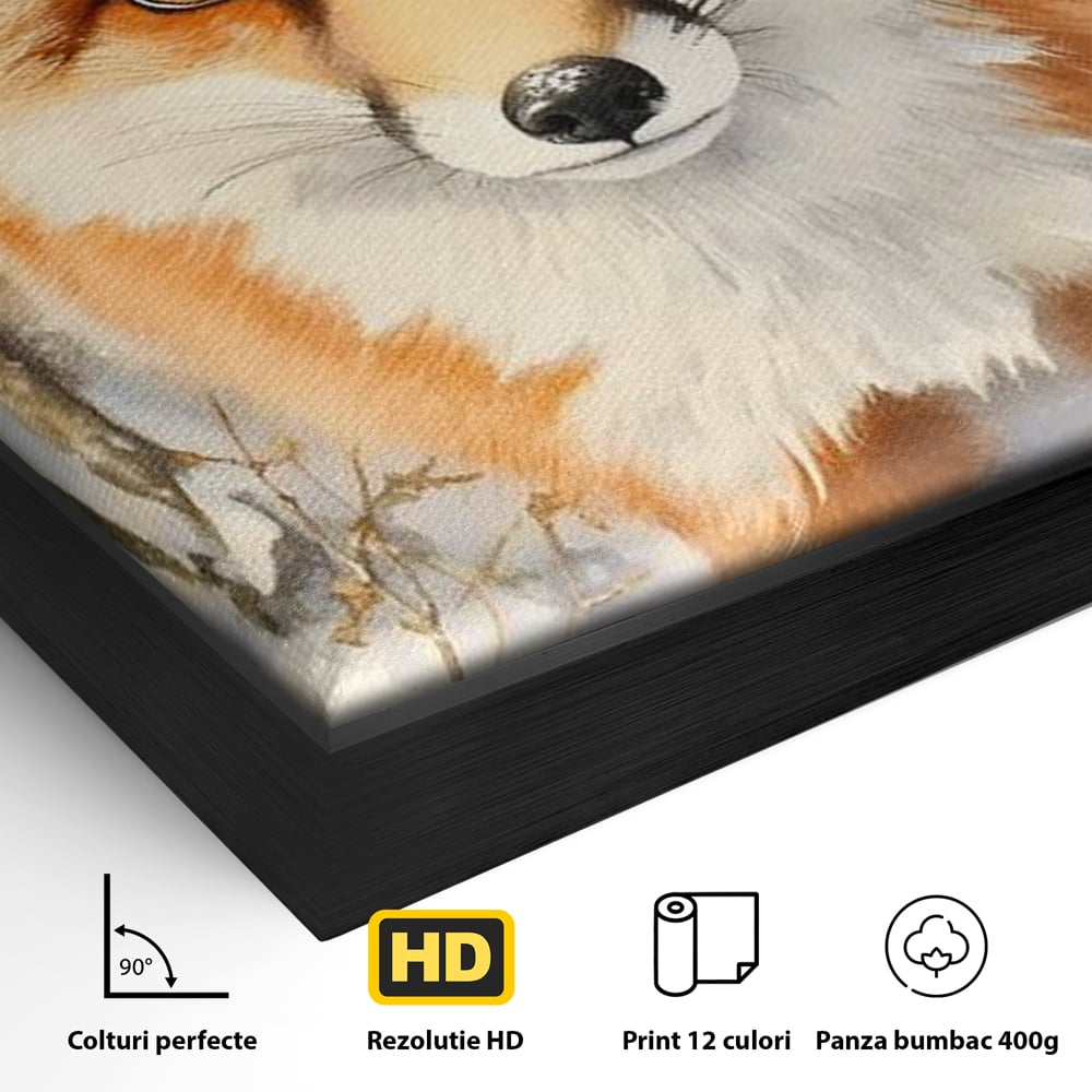 Tablou Canvas Premium, LuxCanva® M1497, O Iarna de Basm, Vulpe, Iarna, Zapada, Frig, Animal, Salbatic, Padure, Dormitor, Birou, Living, Camera Copil