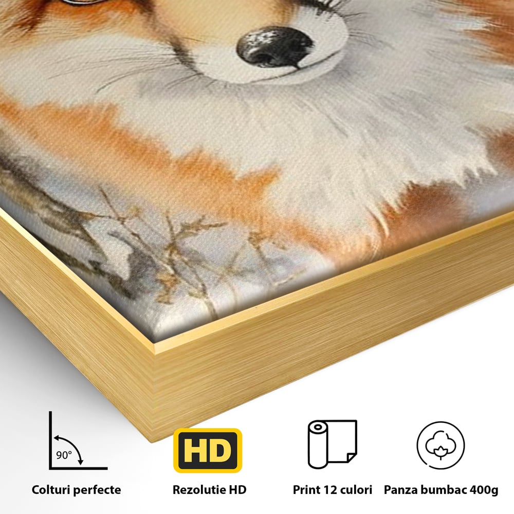 Tablou Canvas Premium, LuxCanva® M1497, O Iarna de Basm, Vulpe, Iarna, Zapada, Frig, Animal, Salbatic, Padure, Dormitor, Birou, Living, Camera Copil