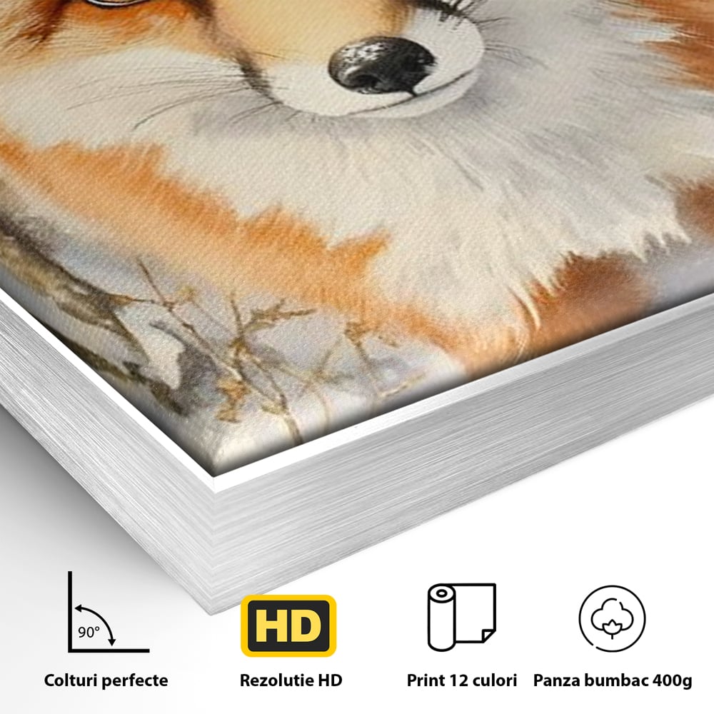 Tablou Canvas Premium, LuxCanva® M1497, O Iarna de Basm, Vulpe, Iarna, Zapada, Frig, Animal, Salbatic, Padure, Dormitor, Birou, Living, Camera Copil