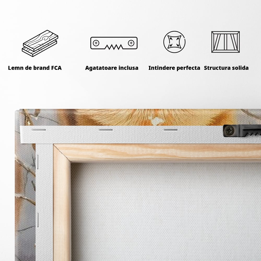 Tablou Canvas Premium, LuxCanva® M1497, O Iarna de Basm, Vulpe, Iarna, Zapada, Frig, Animal, Salbatic, Padure, Dormitor, Birou, Living, Camera Copil