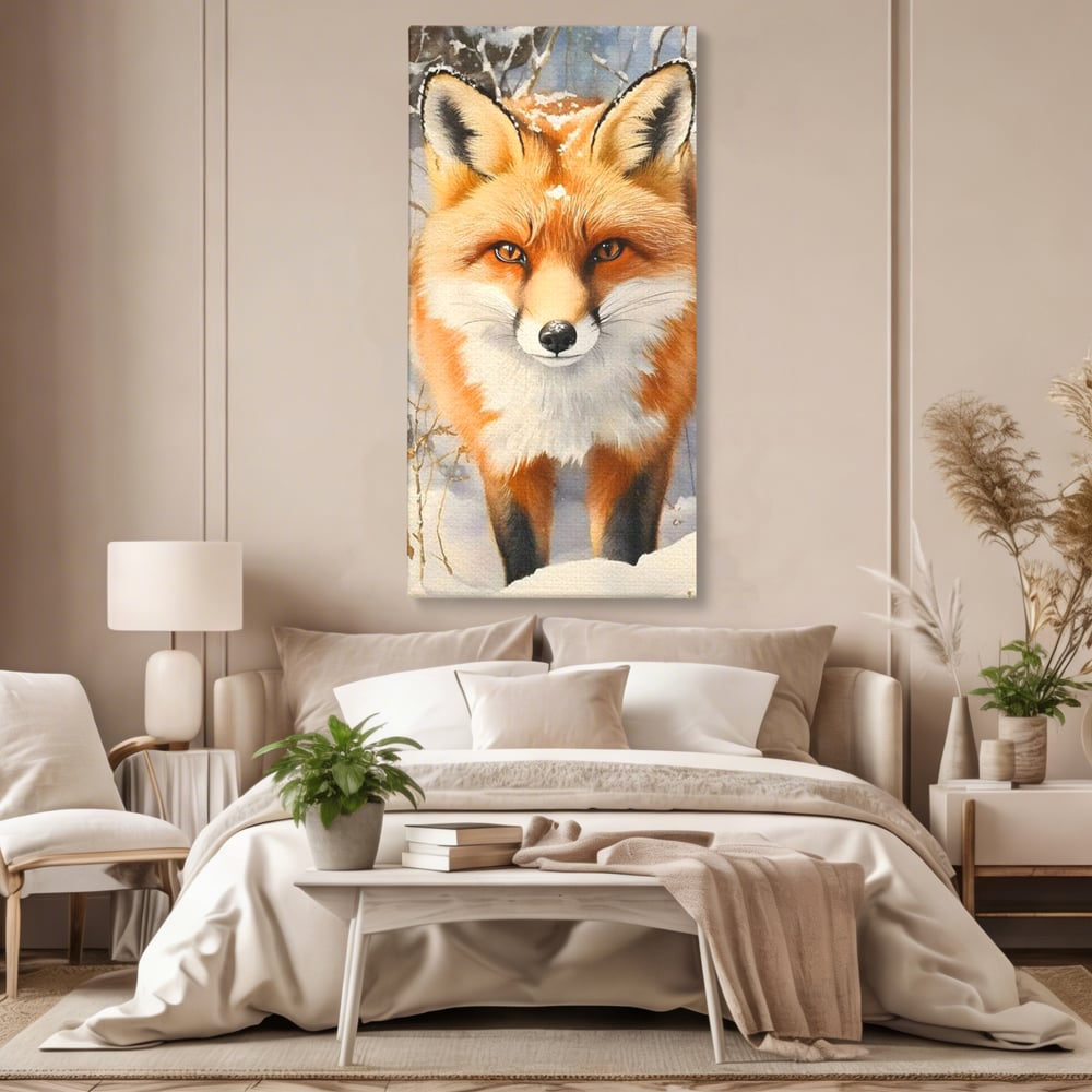 Tablou Canvas Premium, LuxCanva® M1497, O Iarna de Basm, Vulpe, Iarna, Zapada, Frig, Animal, Salbatic, Padure, Dormitor, Birou, Living, Camera Copil