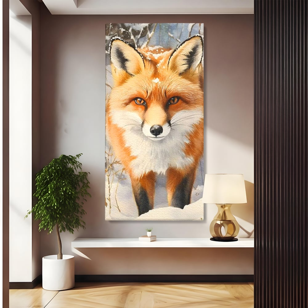 Tablou Canvas Premium, LuxCanva® M1497, O Iarna de Basm, Vulpe, Iarna, Zapada, Frig, Animal, Salbatic, Padure, Dormitor, Birou, Living, Camera Copil