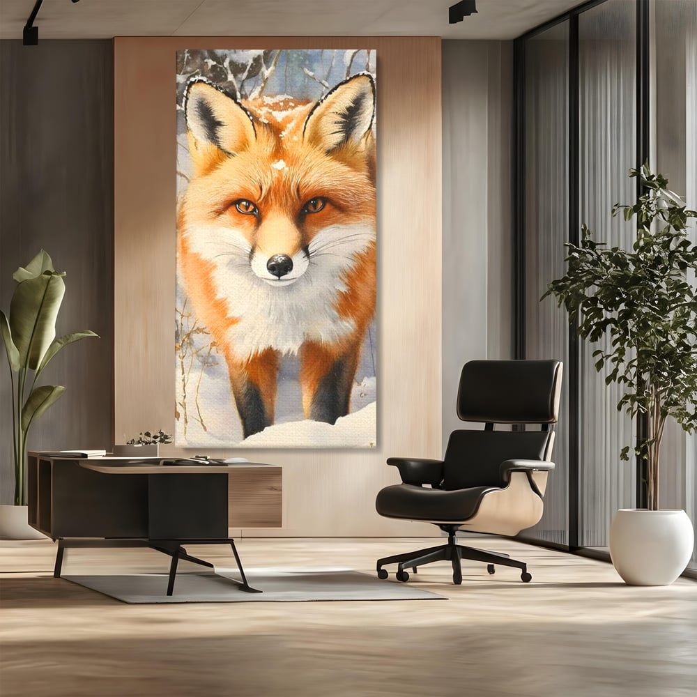 Tablou Canvas Premium, LuxCanva® M1497, O Iarna de Basm, Vulpe, Iarna, Zapada, Frig, Animal, Salbatic, Padure, Dormitor, Birou, Living, Camera Copil