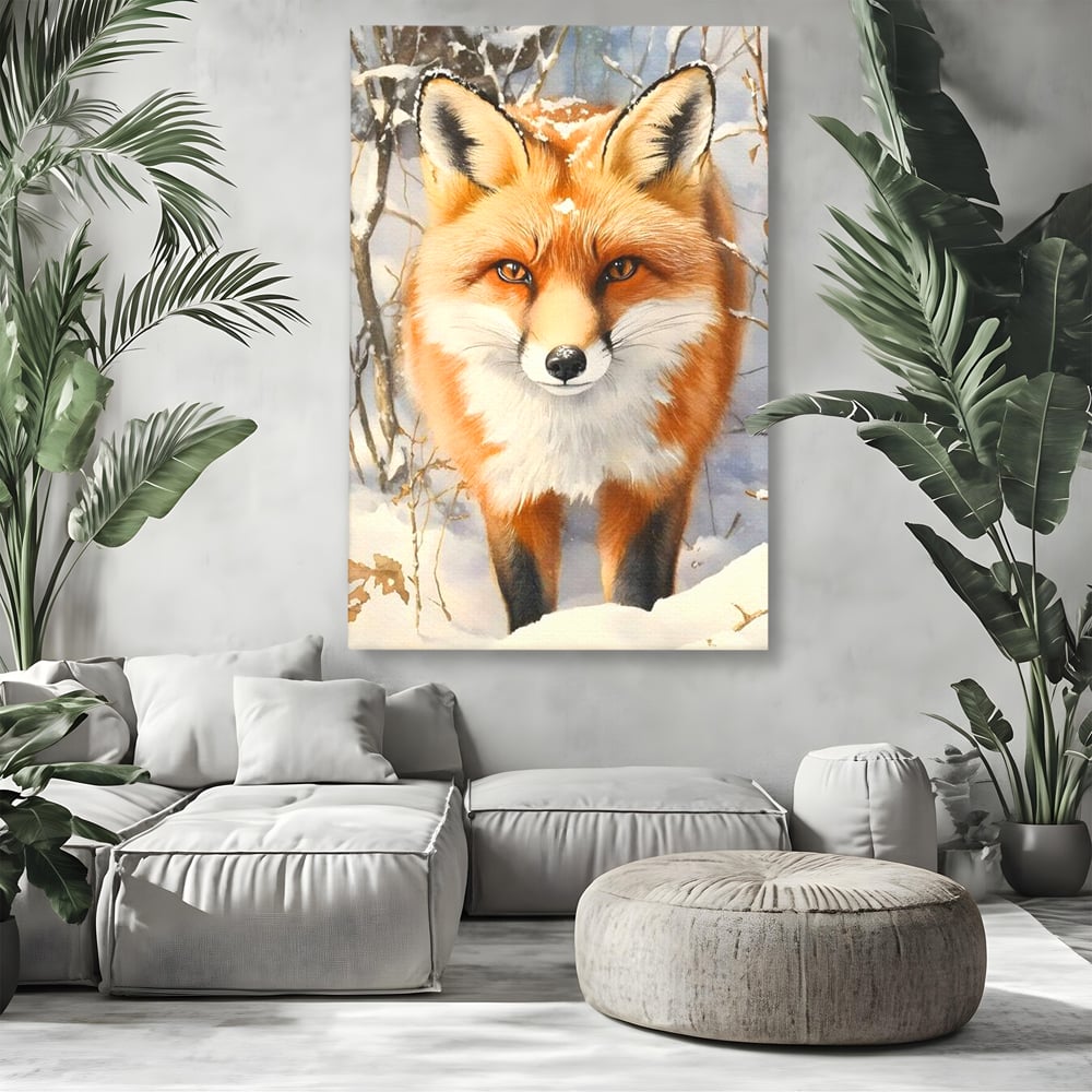 Tablou Canvas Premium, LuxCanva® M1497, O Iarna de Basm, Vulpe, Iarna, Zapada, Frig, Animal, Salbatic, Padure, Dormitor, Birou, Living, Camera Copil