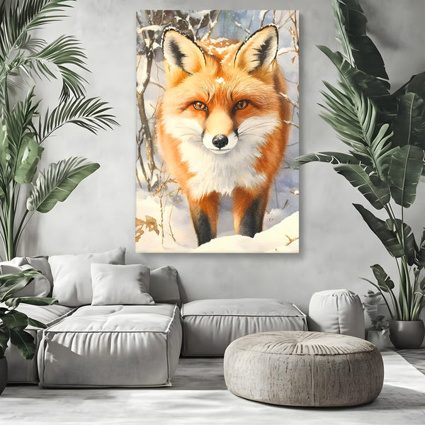 Tablou Canvas Premium, LuxCanva® M1497, O Iarna de Basm, Vulpe, Iarna, Zapada, Frig, Animal, Salbatic, Padure, Dormitor, Birou, Living, Camera Copil