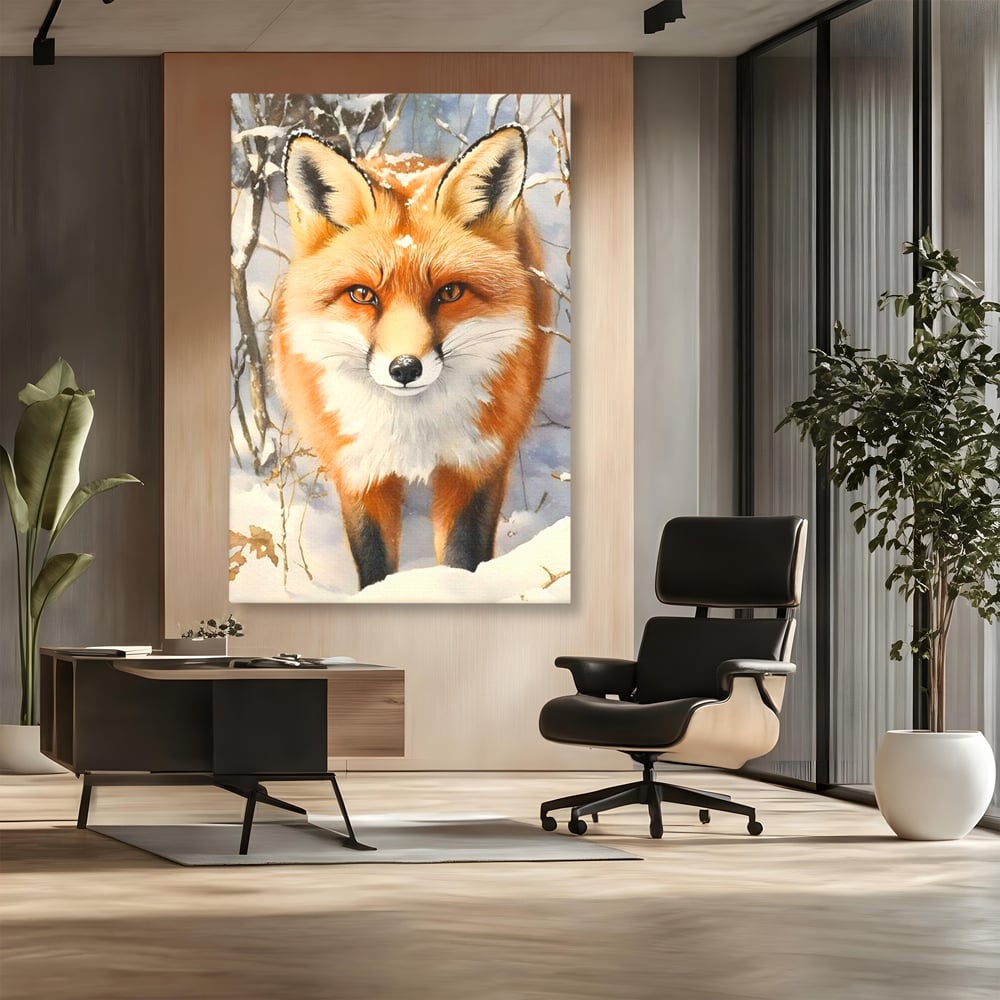 Tablou Canvas Premium, LuxCanva® M1497, O Iarna de Basm, Vulpe, Iarna, Zapada, Frig, Animal, Salbatic, Padure, Dormitor, Birou, Living, Camera Copil